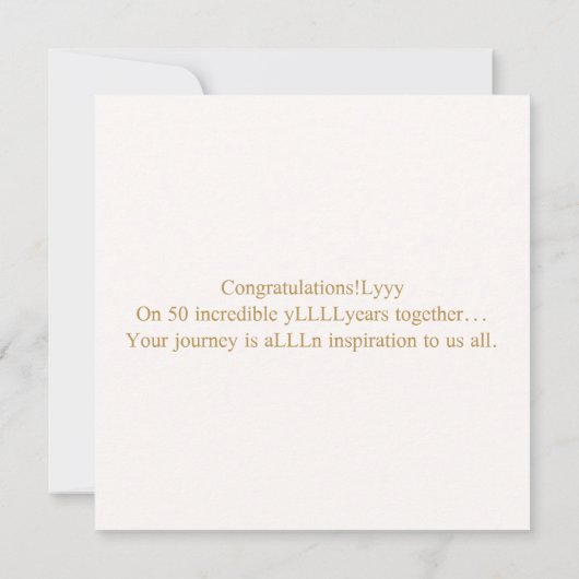 Gepersonaliseerde Gouden Hart 50e bruiloft Jubileu Kaart (Achterkant)