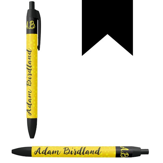 Gepersonaliseerde Gouden Initiaal Monogram Naam, L Zwarte Inkt Pen