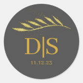 Gepersonaliseerde Gouden kleur Bruiloft Party Deco Ronde Sticker (Voorkant)