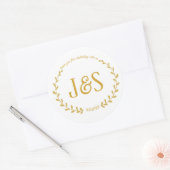 Gepersonaliseerde Gouden kleur Bruiloft Party Deco Ronde Sticker (Envelop)