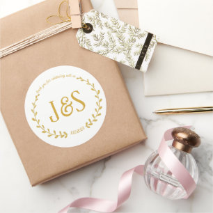Gepersonaliseerde Gouden kleur Bruiloft Party Deco Ronde Sticker