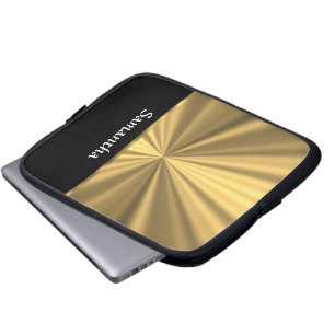 Gepersonaliseerde gouden look en zwart laptop sleeve