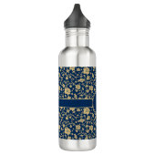 Gepersonaliseerde gouden marine bloemen waterfles  (Links)