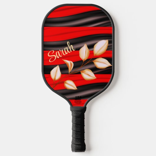 Gepersonaliseerde Gouden met Rood en Zwart Pickleball Paddle (Voorkant)