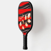 Gepersonaliseerde Gouden met Rood en Zwart Pickleball Paddle (Links)