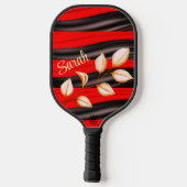 Gepersonaliseerde Gouden met Rood en Zwart Pickleball Paddle (Achterkant)