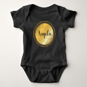 Gepersonaliseerde gouden metallic zwarte baby body romper