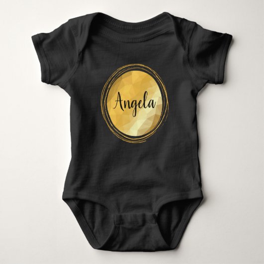 Gepersonaliseerde gouden metallic zwarte baby body romper (Voorkant)