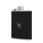 Gepersonaliseerde Gouden Monogram Modern Zwart Pat Heupfles (Links)