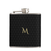 Gepersonaliseerde Gouden Monogram Modern Zwart Pat Heupfles (Voorkant)