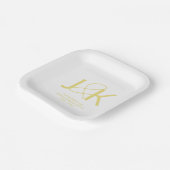 Gepersonaliseerde Gouden Monogram Trouwpapier Bord (Gebogen)