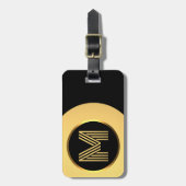Gepersonaliseerde Gouden Monogrammed Letter M Baga Bagagelabel (Voorkant verticaal)