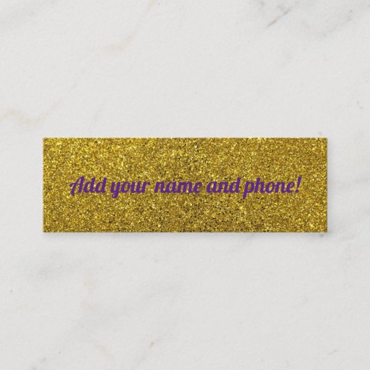 Gepersonaliseerde gouden mousserende glitter contactkaartje (Voorkant)