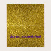 Gepersonaliseerde gouden mousserende glitter visitekaartje (Buitenkant ongevouwen)