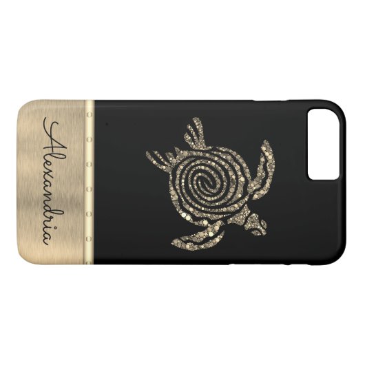 Gepersonaliseerde gouden mozaïek schildpad Case-Mate iPhone case (Achterkant (Horizontaal))