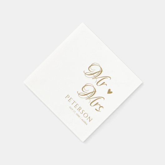 Gepersonaliseerde gouden Mr & Mrs bruiloft servett Servet (Hoek)