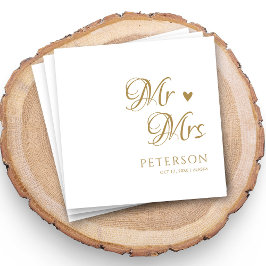Gepersonaliseerde gouden Mr & Mrs bruiloft servett Servet