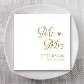 Gepersonaliseerde gouden Mr & Mrs bruiloft servett Servet