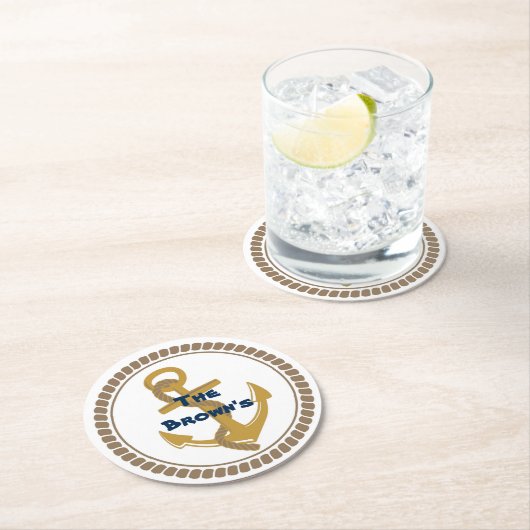 Gepersonaliseerde gouden nautische Onderzetters (Insitu)