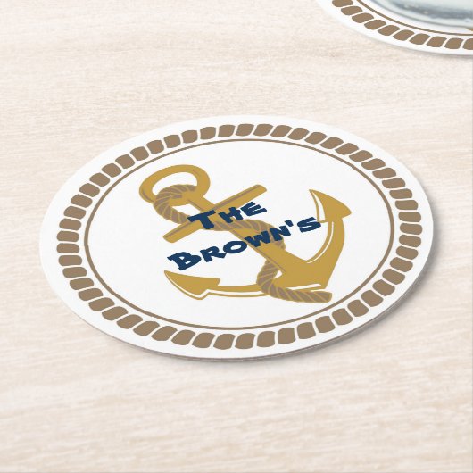 Gepersonaliseerde gouden nautische Onderzetters (Gebogen)