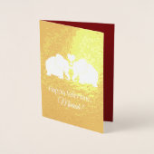 Gepersonaliseerde Gouden Olifanten Met Harten Vale Folie Kaarten (Voorkant)