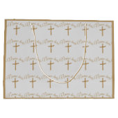 Gepersonaliseerde gouden Palm Cross doop doop Groot Cadeauzakje (Achterkant)