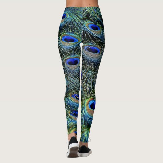 Gepersonaliseerde gouden Peacock Feathers Leggings (Achterkant)