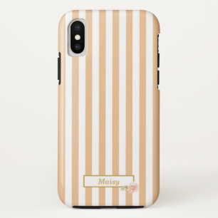 Gepersonaliseerde gouden perzik en wit gestreept Case-Mate iPhone case