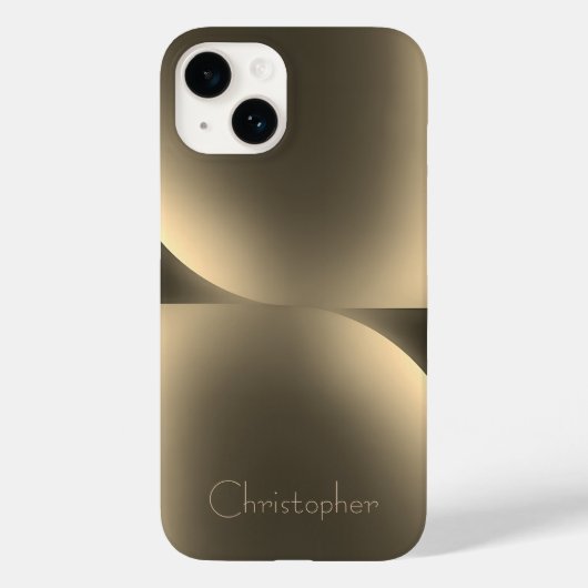 Gepersonaliseerde gouden radiale textuur iphone 15 Case-Mate iPhone case (Achterkant)