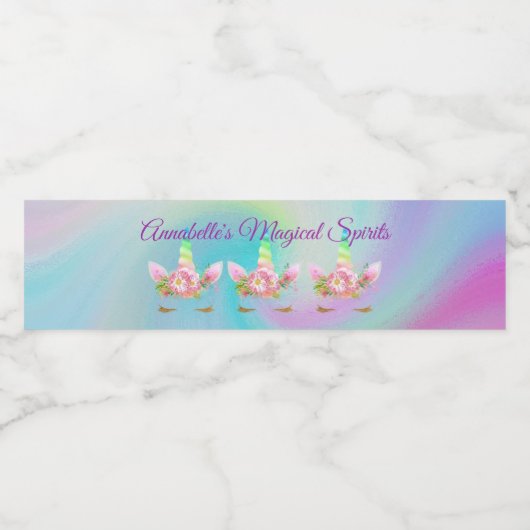 Gepersonaliseerde gouden regenboog eenhoorn waterf waterfles etiket (Enkel label)