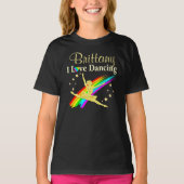 GEPERSONALISEERDE GOUDEN REGENBOOG MOOIE BALLERINA T-SHIRT (Voorkant)