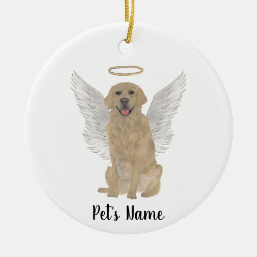 Gepersonaliseerde Gouden Retriever Condoleance-her Keramisch Ornament (Voorkant)