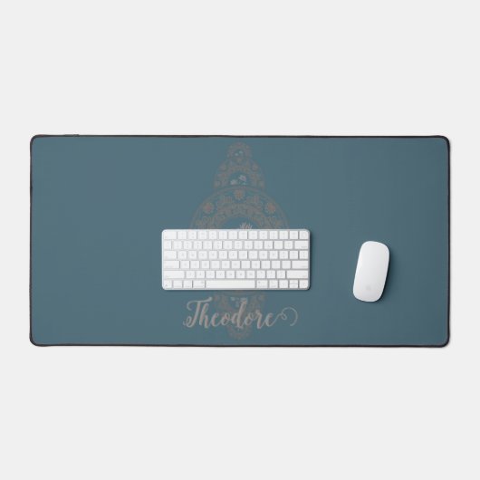 Gepersonaliseerde Gouden Rococo Lotus Siermandala Bureaumat (Keyboard & Muis)