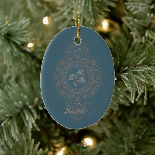 Gepersonaliseerde Gouden Rococo Lotus Siermandala Keramisch Ornament (Boom)
