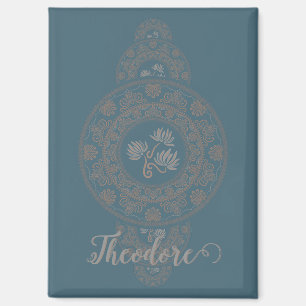 Gepersonaliseerde Gouden Rococo Lotus Siermandala Magneet