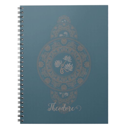 Gepersonaliseerde Gouden Rococo Lotus Siermandala Notitieboek (Voorkant)