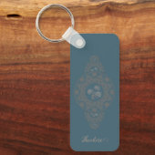 Gepersonaliseerde Gouden Rococo Lotus Siermandala Sleutelhanger (Voorkant)