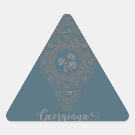 Gepersonaliseerde Gouden Rococo Lotus Siermandala Sticker (Voorkant)