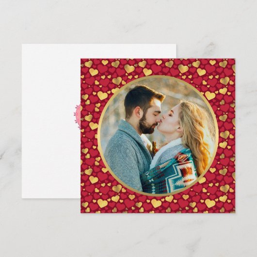 Gepersonaliseerde gouden, rode harten Valentijnsda (Voorkant / Achterkant)