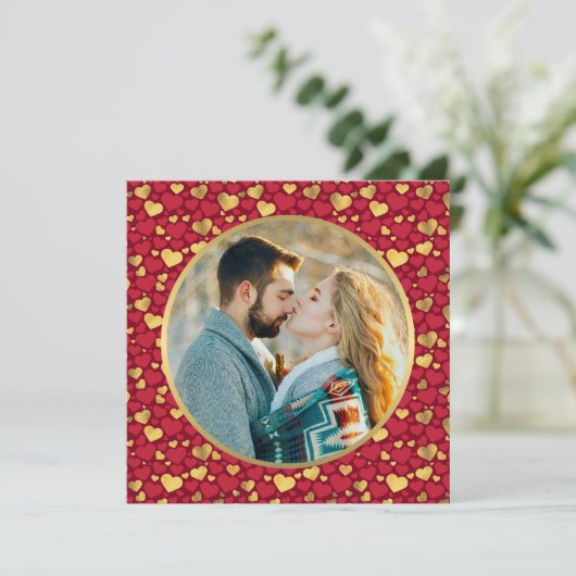 Gepersonaliseerde gouden, rode harten Valentijnsda (Staand voorkant)