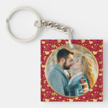 Gepersonaliseerde gouden, rode harten Valentijnsda