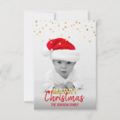 Gepersonaliseerde Gouden Rode Kerstvakantie | FOTO Kaart (Voorkant)
