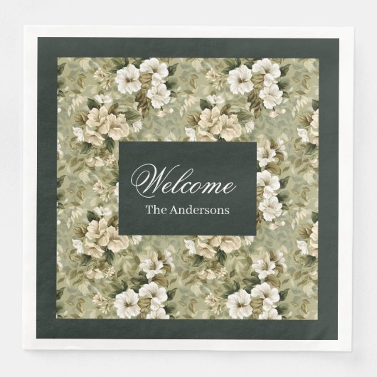 Gepersonaliseerde gouden servetten Chic Botanical  (Voorkant)