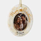 Gepersonaliseerde Gouden Sneeuwvlok Gepersonalisee Keramisch Ornament (Rechts)