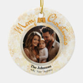 Gepersonaliseerde Gouden Sneeuwvlok Gepersonalisee Keramisch Ornament (Voorkant)