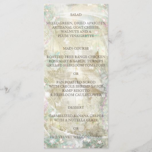 Gepersonaliseerde Gouden Sparkly Rustieke Bruiloft Menu (Achterkant)