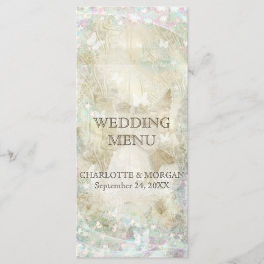 Gepersonaliseerde Gouden Sparkly Rustieke Bruiloft Menu (Voorkant)