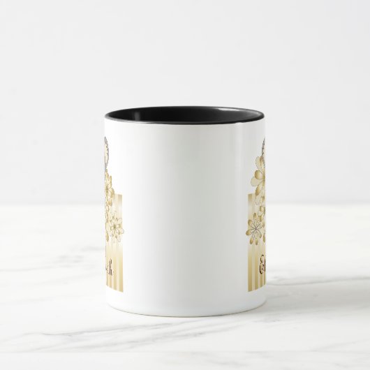 Gepersonaliseerde Gouden Streep Schattige Baby Koa Mok (Midden)