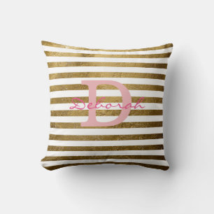 gepersonaliseerde gouden strepen, monogrammen kussen