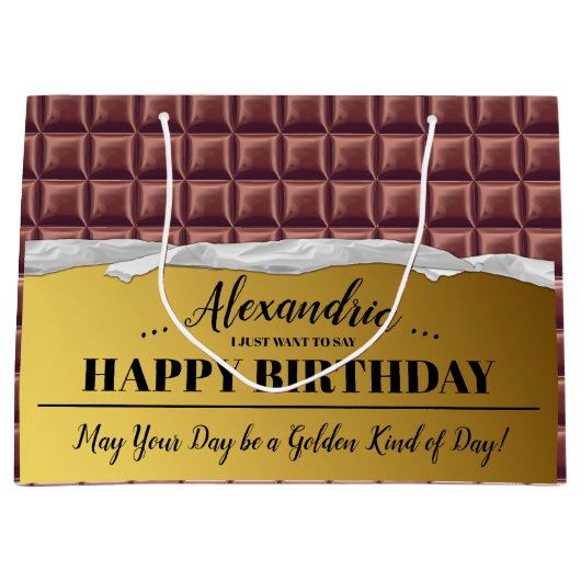 Gepersonaliseerde Gouden Ticket Chocolade Bar Verj Groot Cadeauzakje (Voorkant)